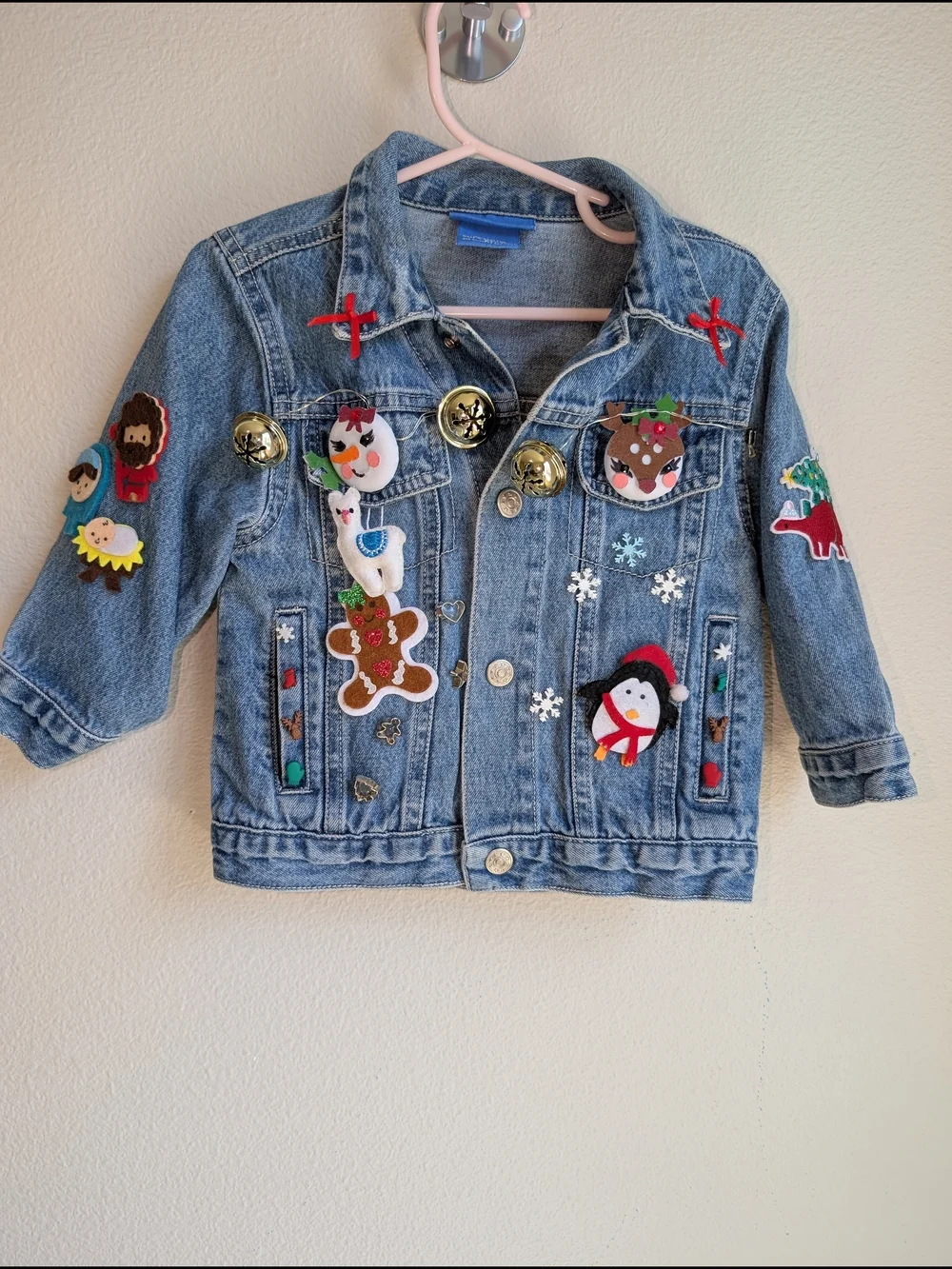 Christmas Denim Jacket with Holiday Appliqués Size 2T